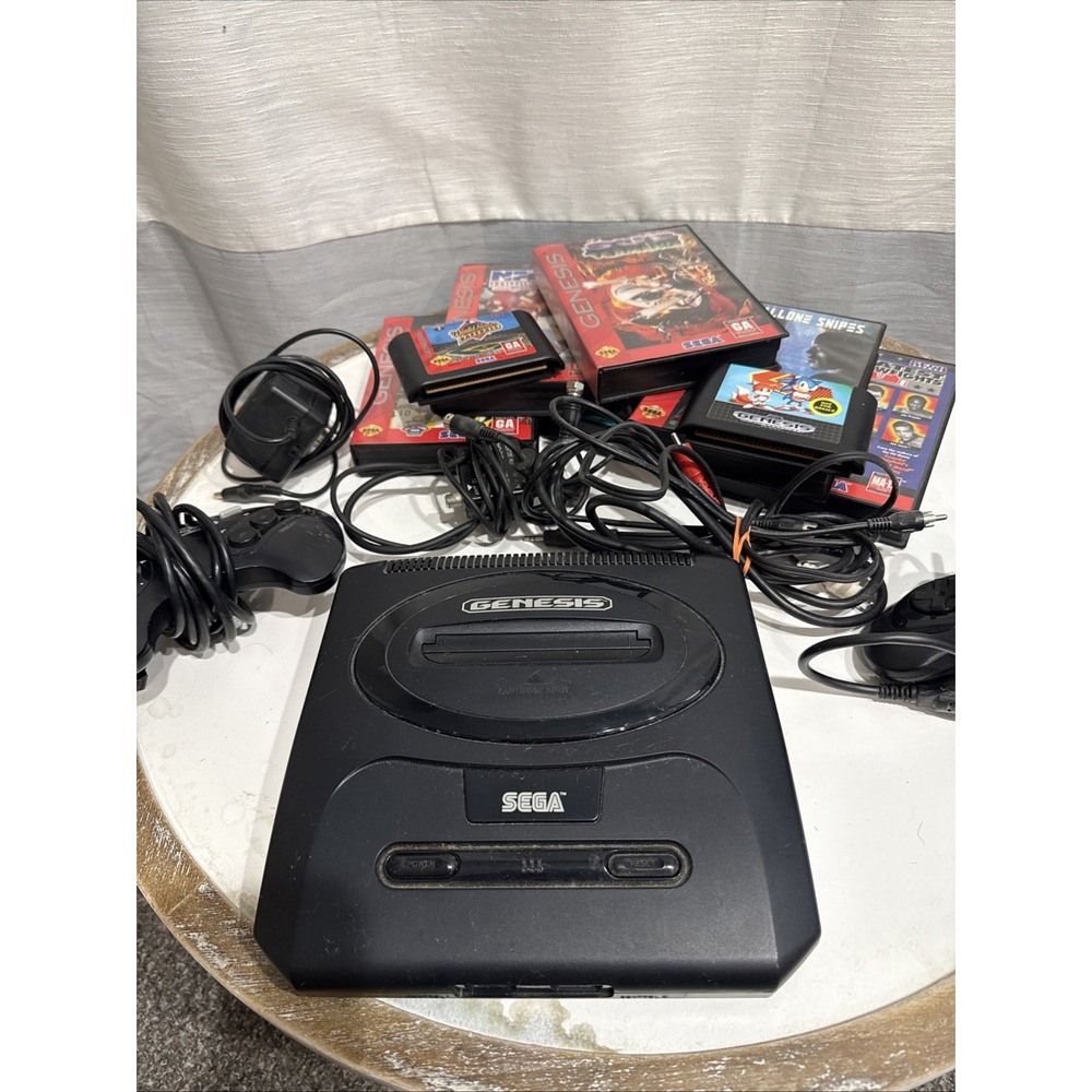 Sega Genesis Console System Bundle W/2 Controllers, 9 Games, Power & RF Cable